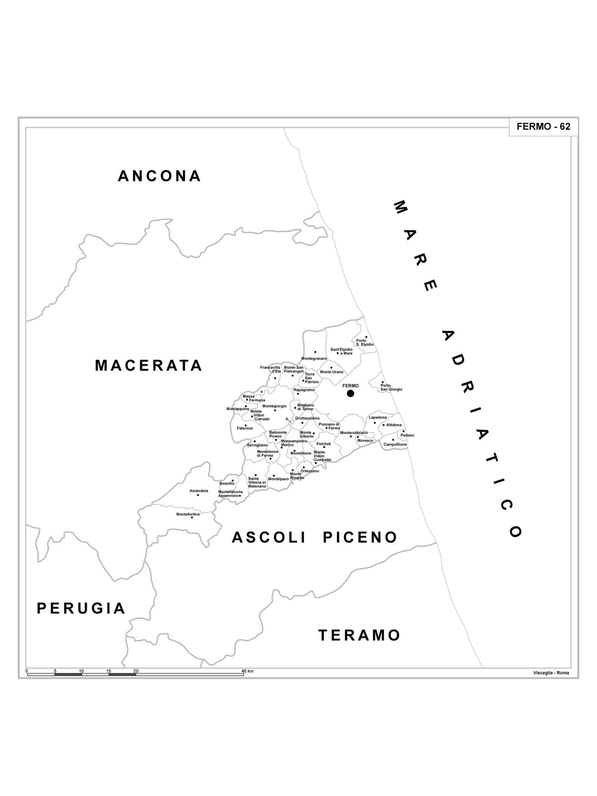 Map of Abruzzo with postal codes