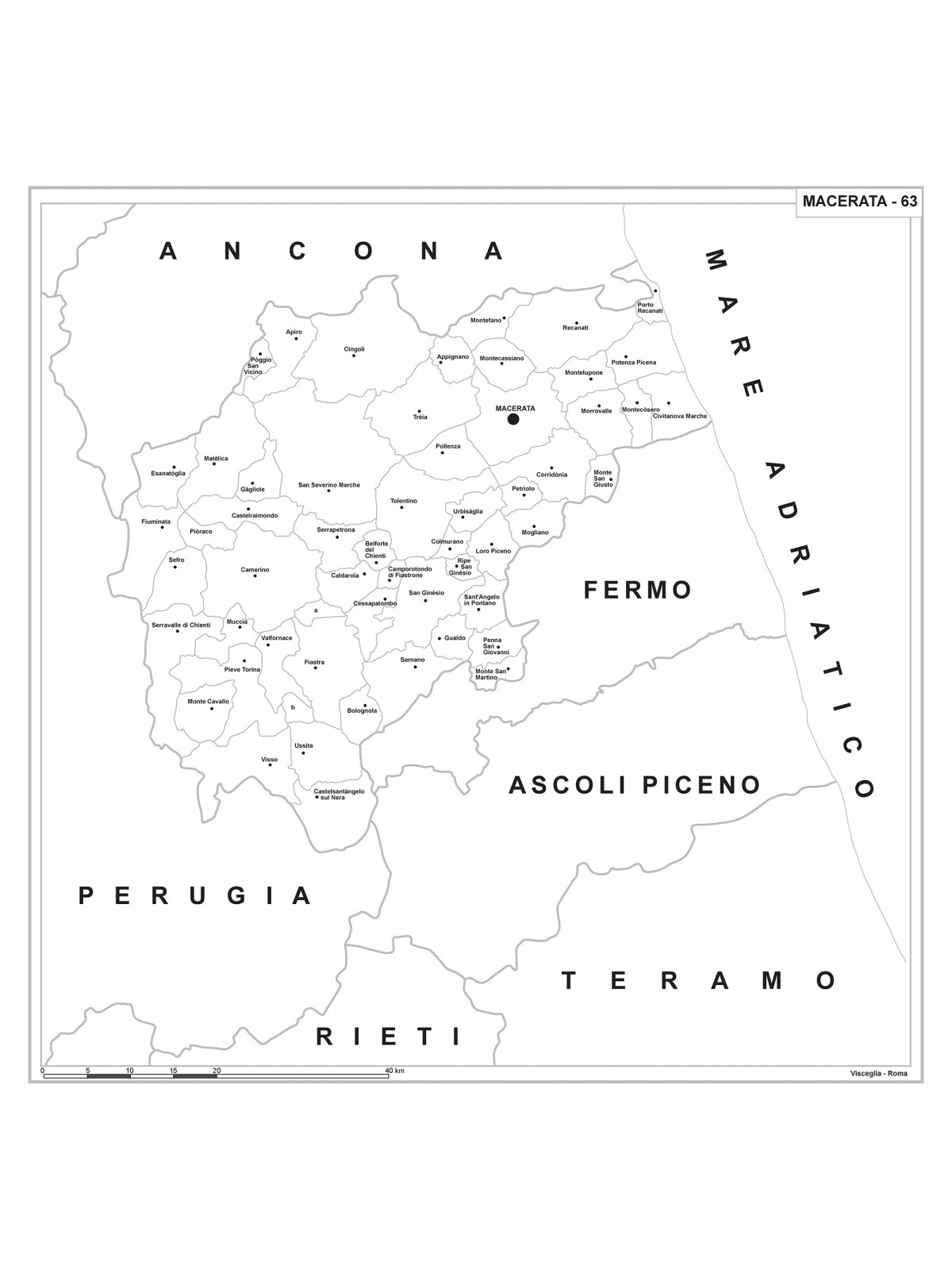 Map of Abruzzo with postal codes
