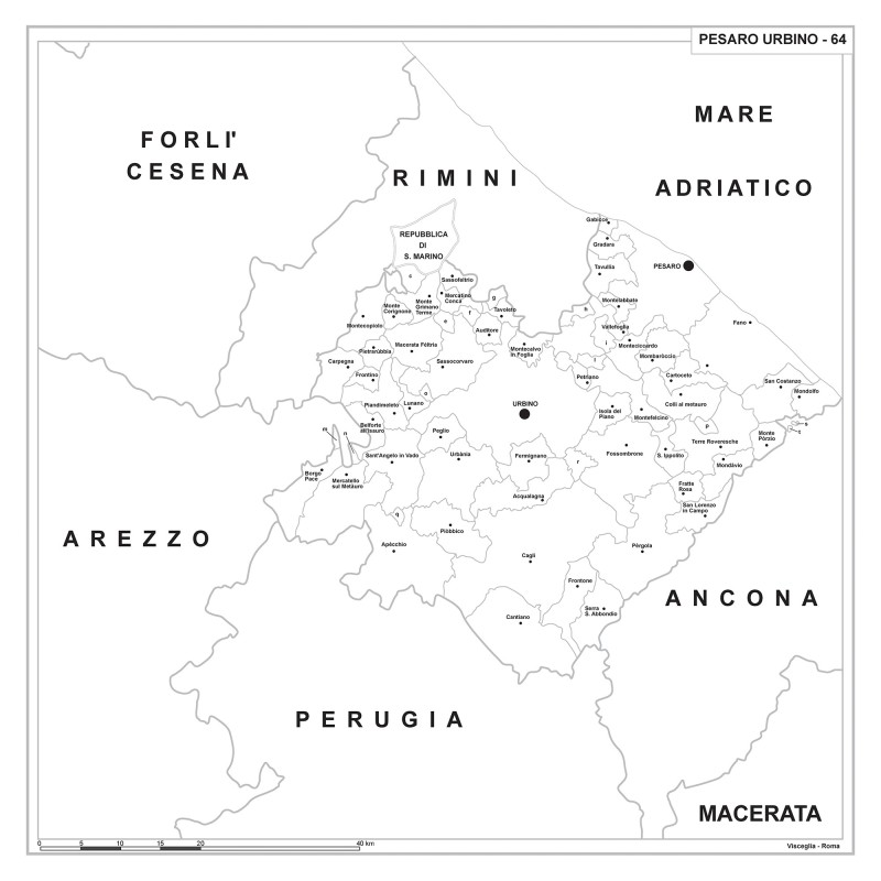 Carta della provincia di Pesaro Urbino