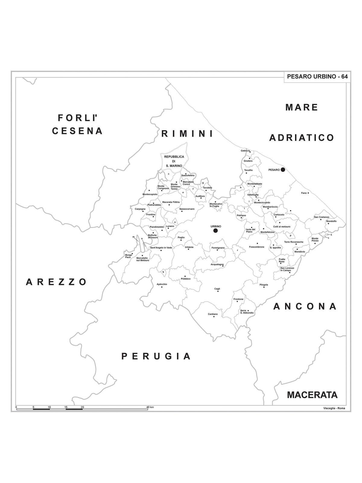 Carta della provincia di Pesaro Urbino