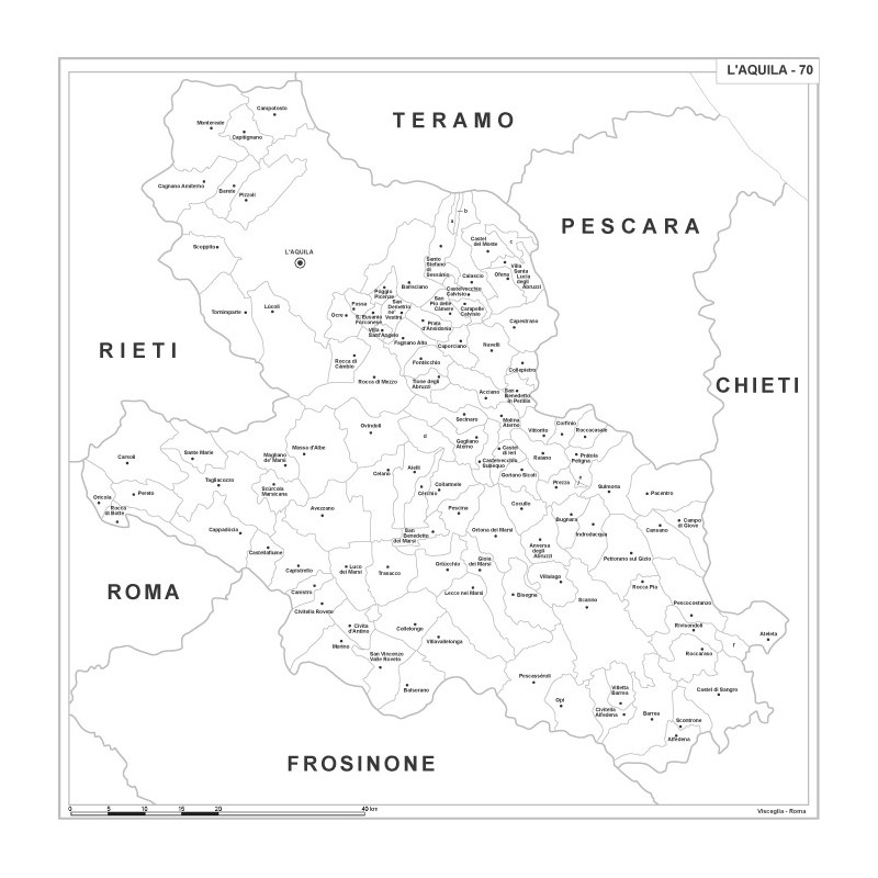 Map of Abruzzo with postal codes