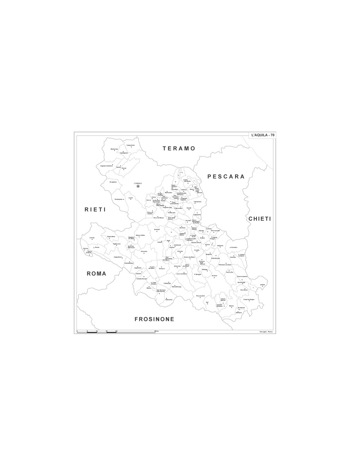 Map of Abruzzo with postal codes