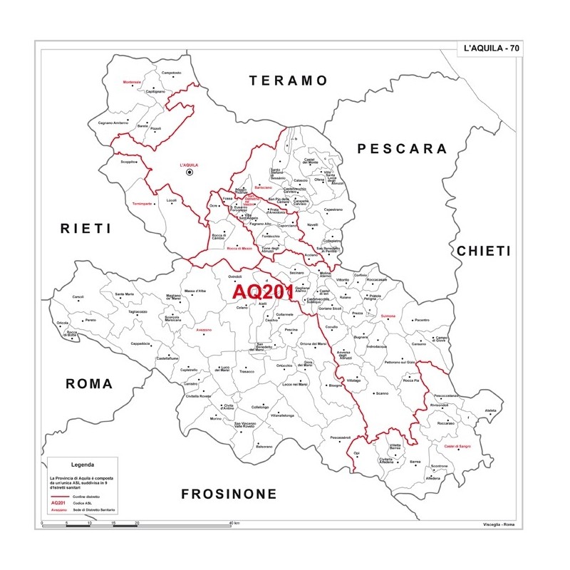 Map of Abruzzo with postal codes