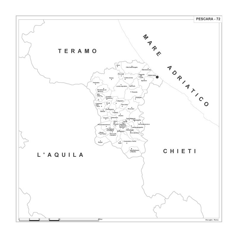 Map of Abruzzo with postal codes