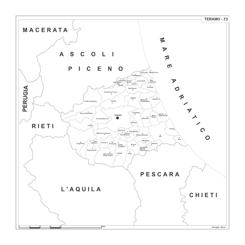 Map of Abruzzo with postal codes