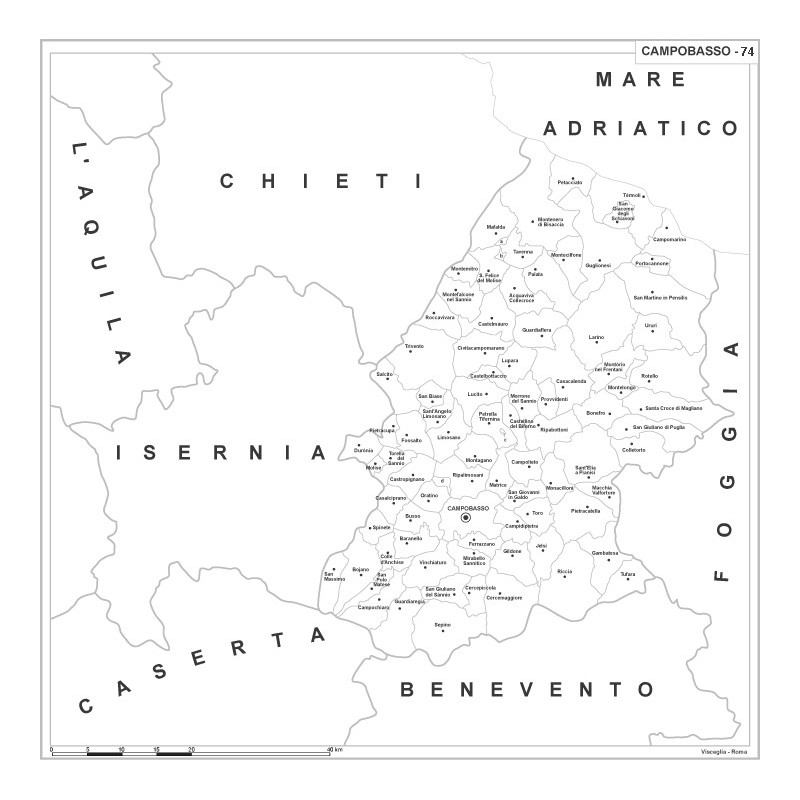 Map of Abruzzo with postal codes