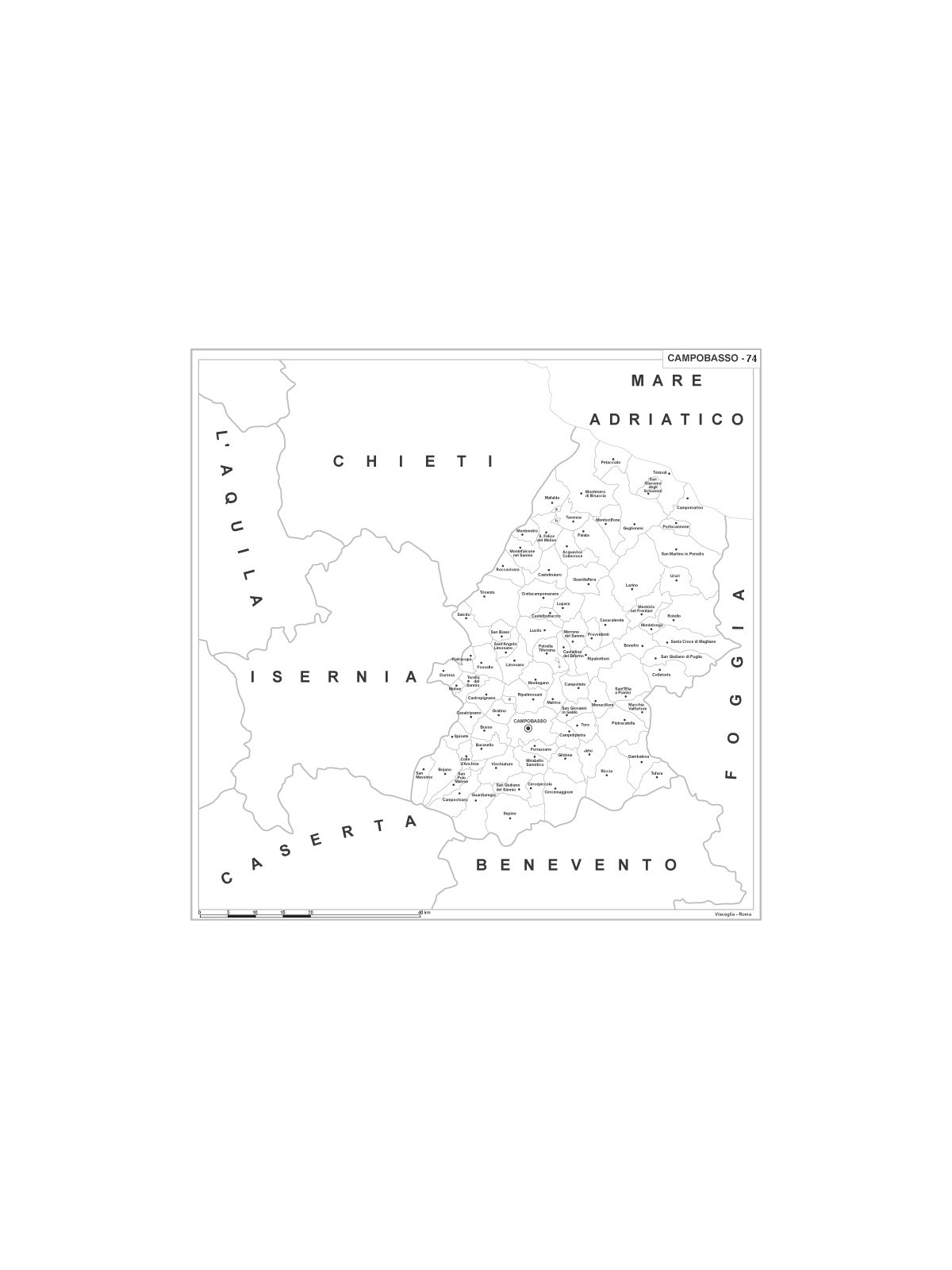 Map of Abruzzo with postal codes