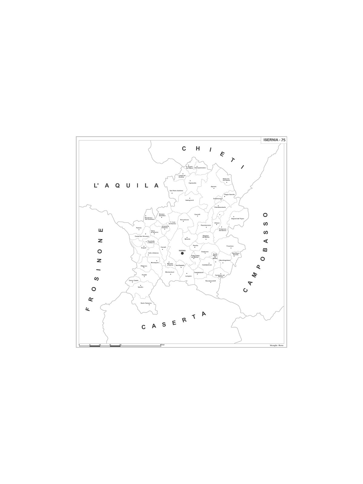 Map of Abruzzo with postal codes