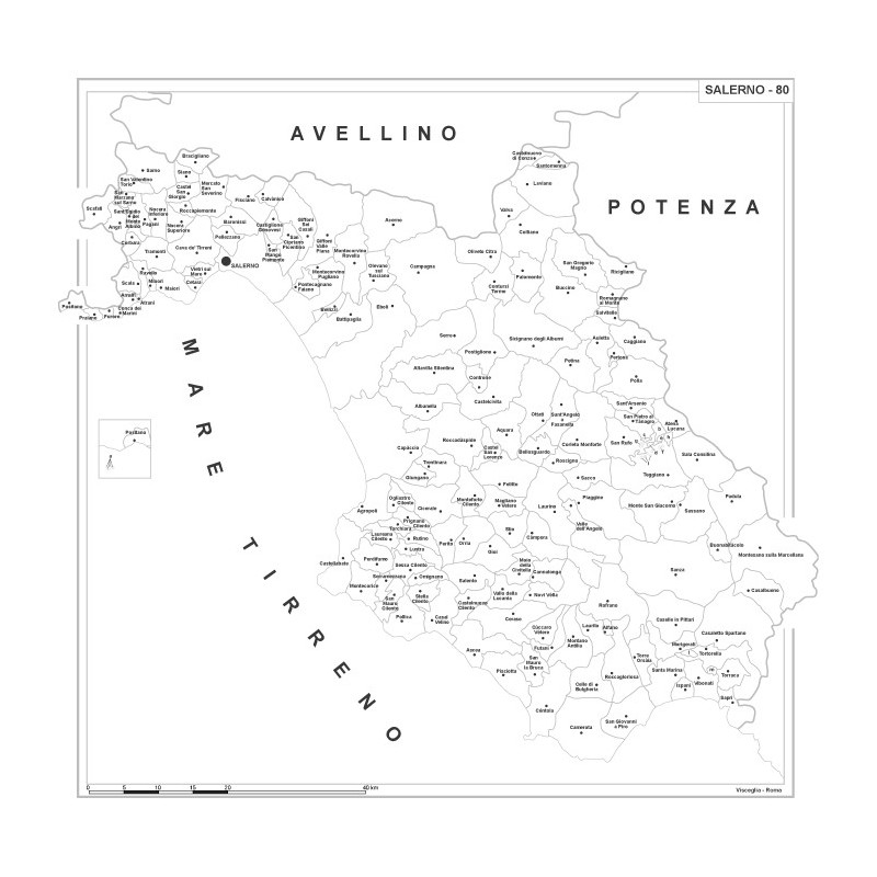 Map of Abruzzo with postal codes