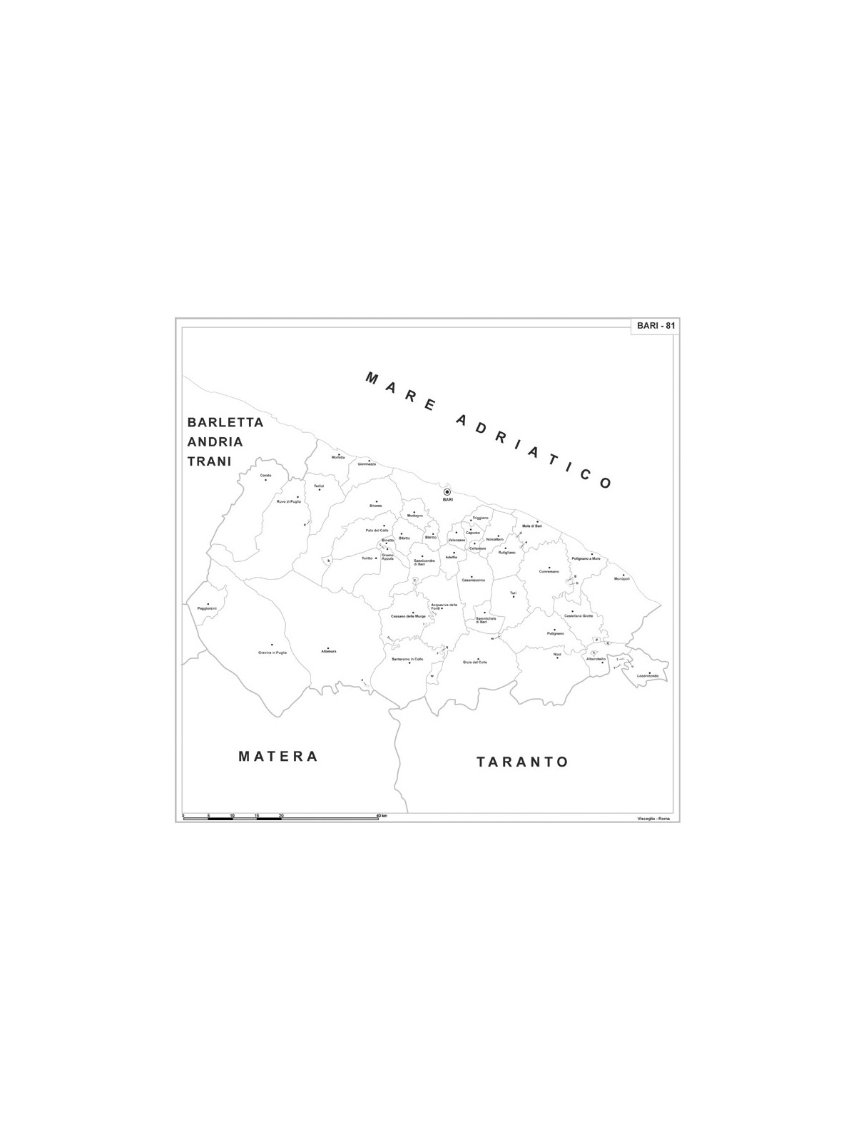Map of Abruzzo with postal codes