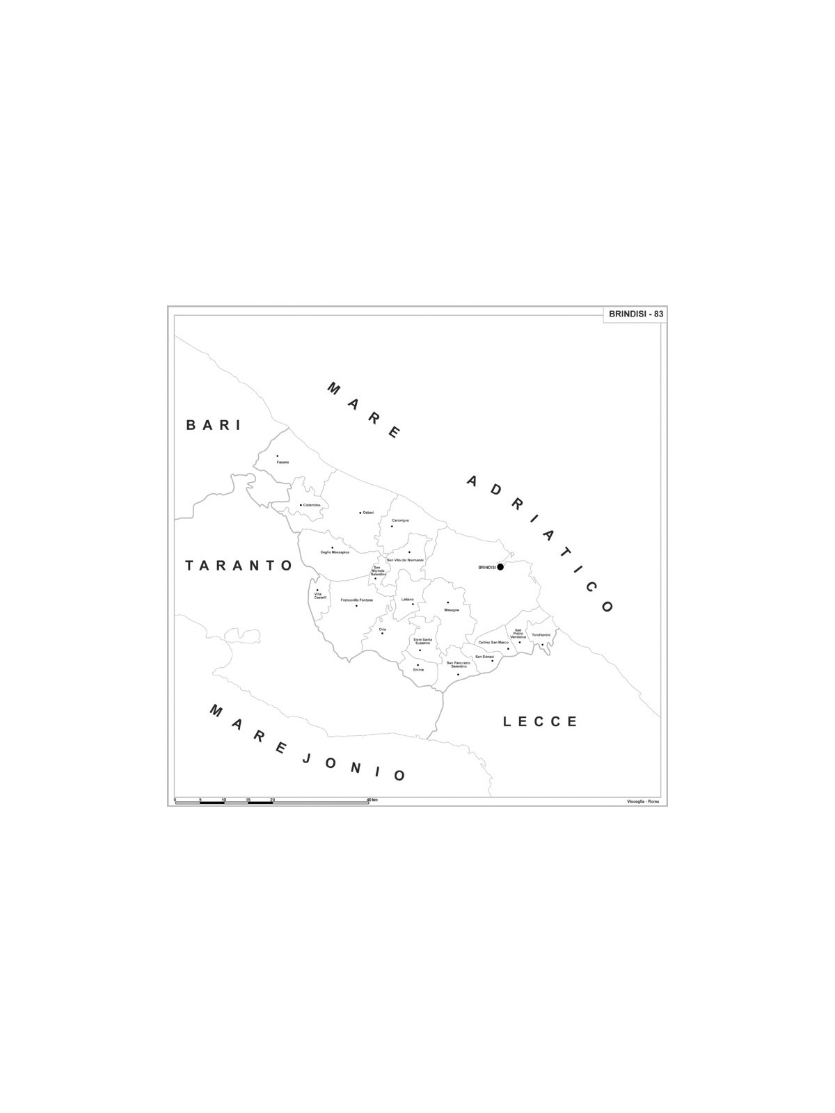 Map of Abruzzo with postal codes