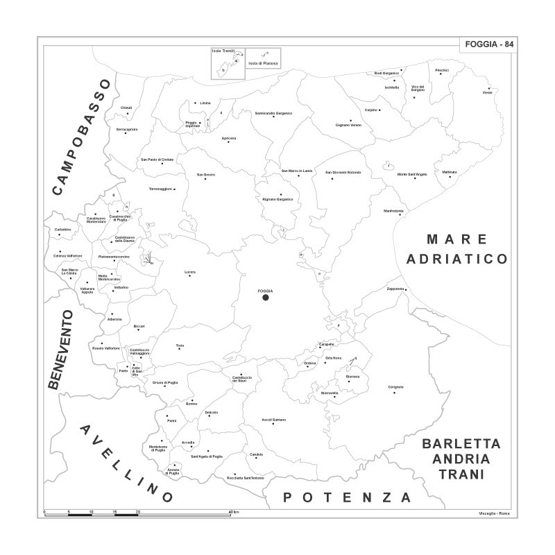 Map of Abruzzo with postal codes