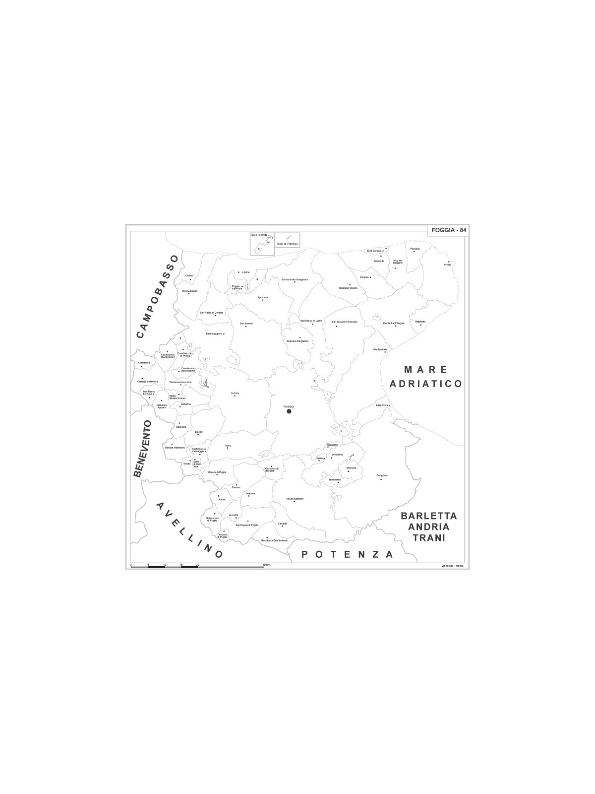 Map of Abruzzo with postal codes