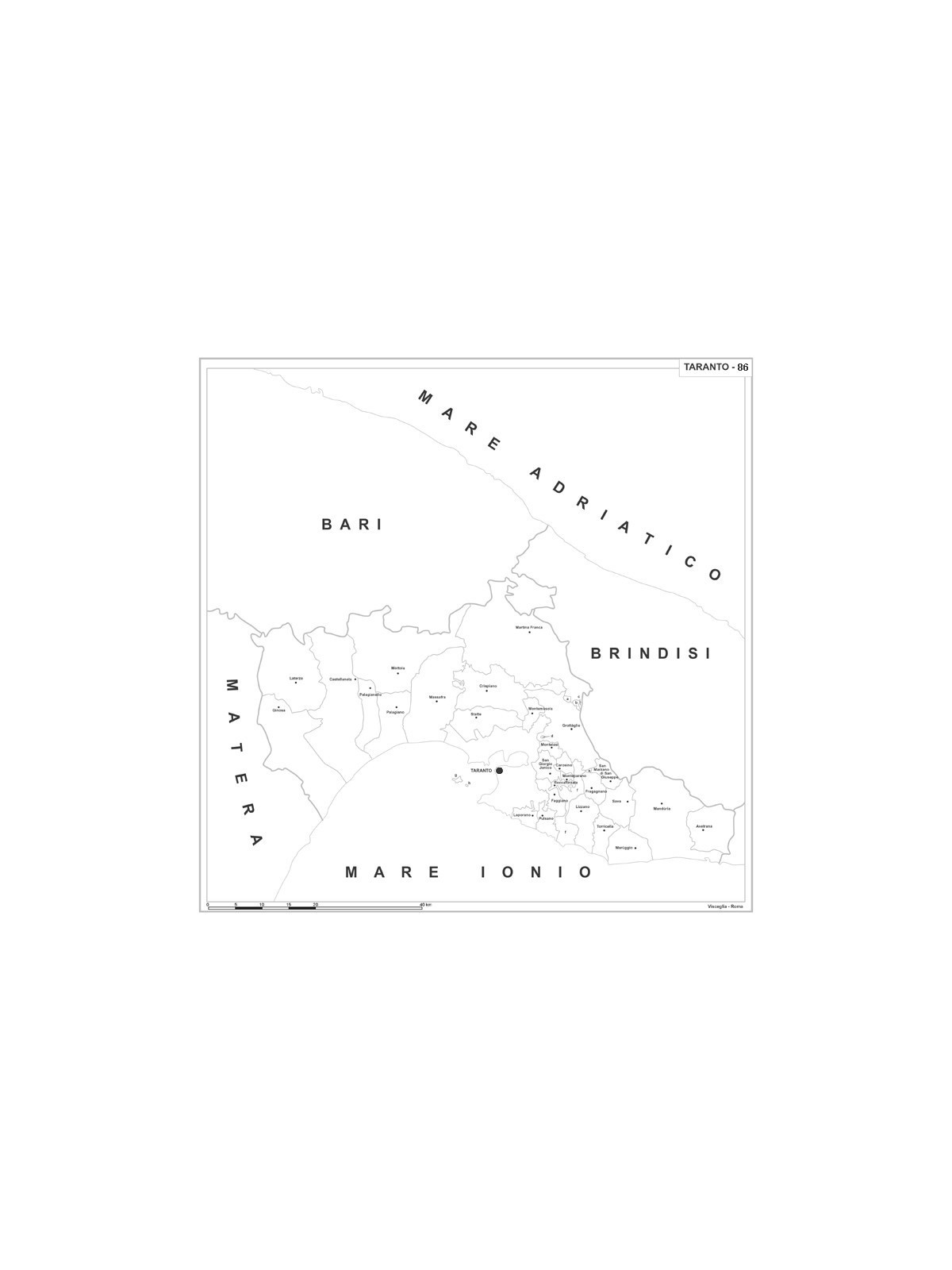 Carta della provincia di Taranto