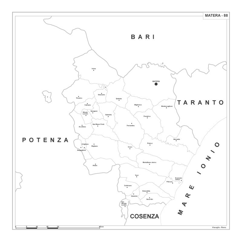 Carta della provincia di Matera