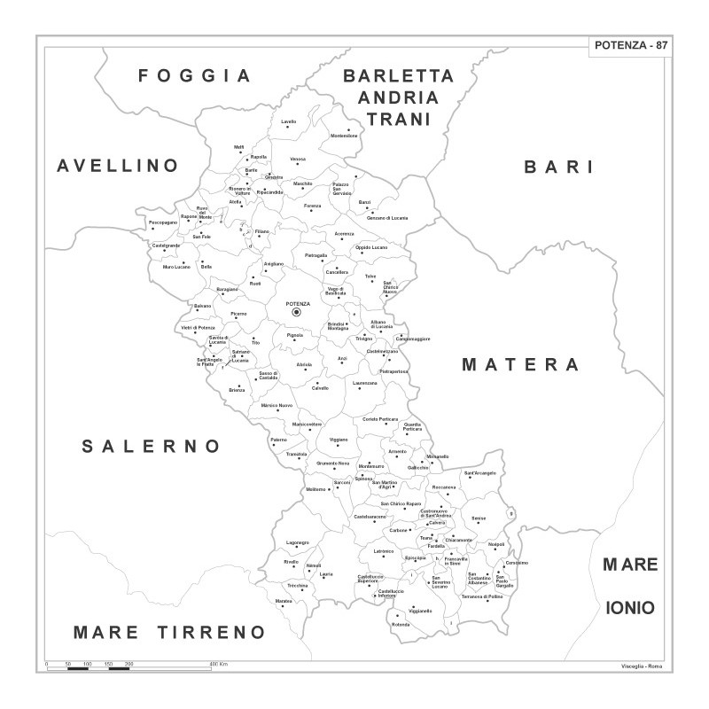 Carta della provincia di Potenza