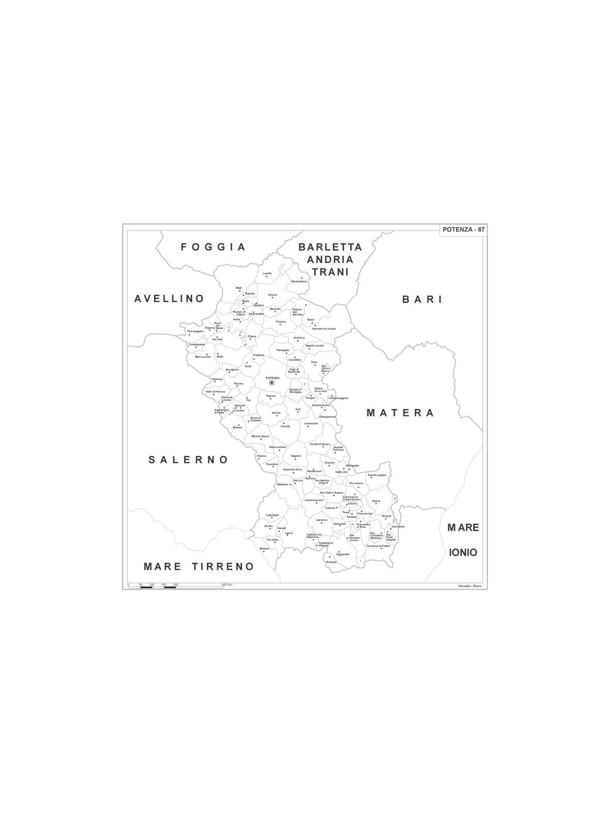 Map of Abruzzo with postal codes