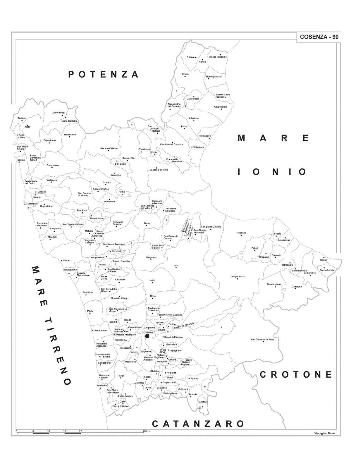 Map of Abruzzo with postal codes