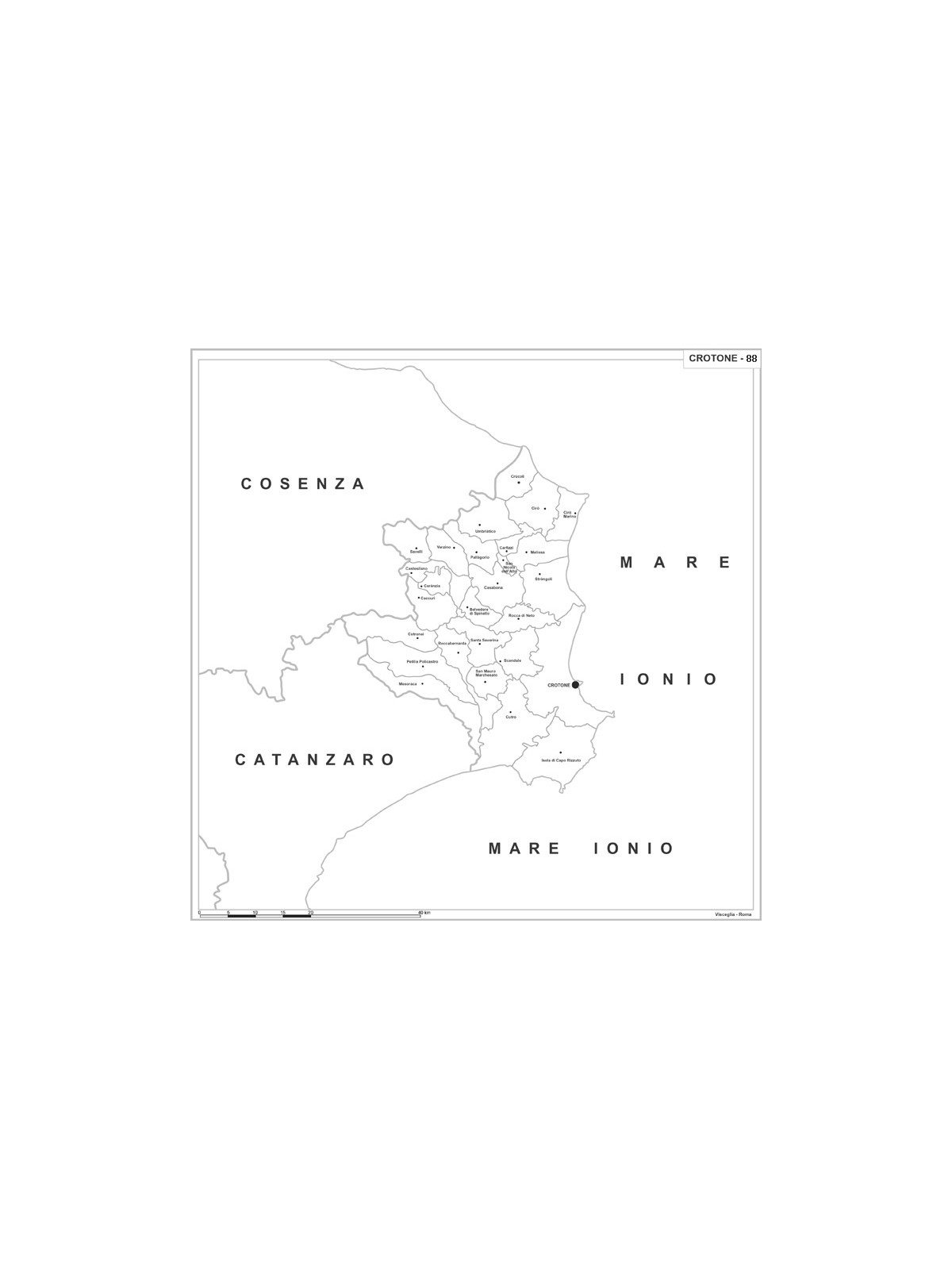 Carta della provincia di Crotone