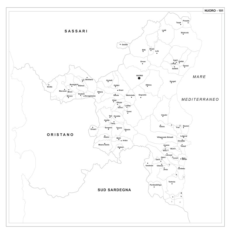 Carta della provincia di Nuoro