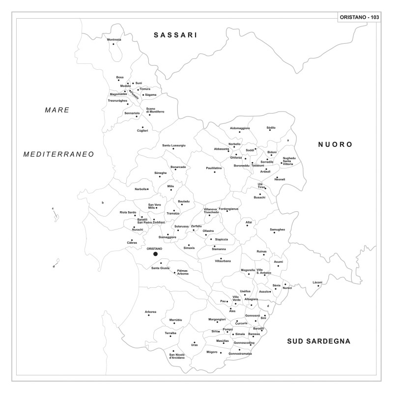 Carta della provincia di Oristano