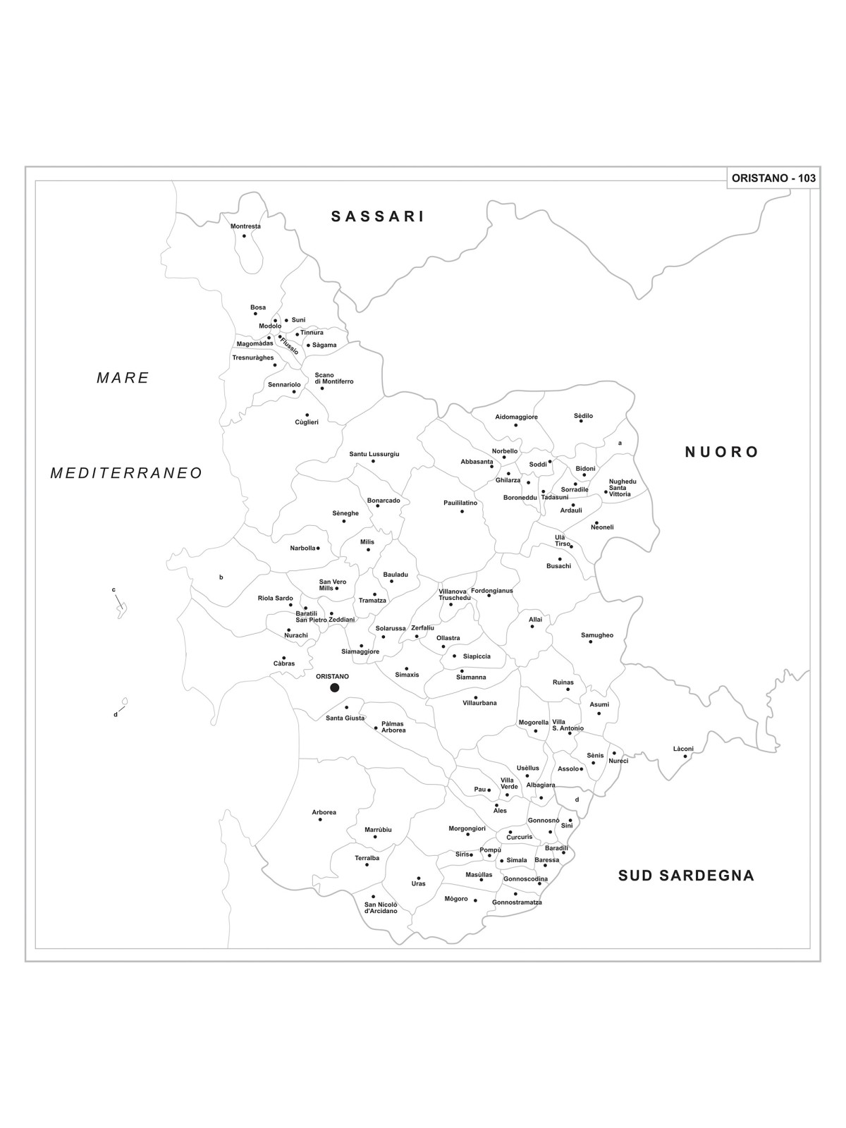 Map of Abruzzo with postal codes