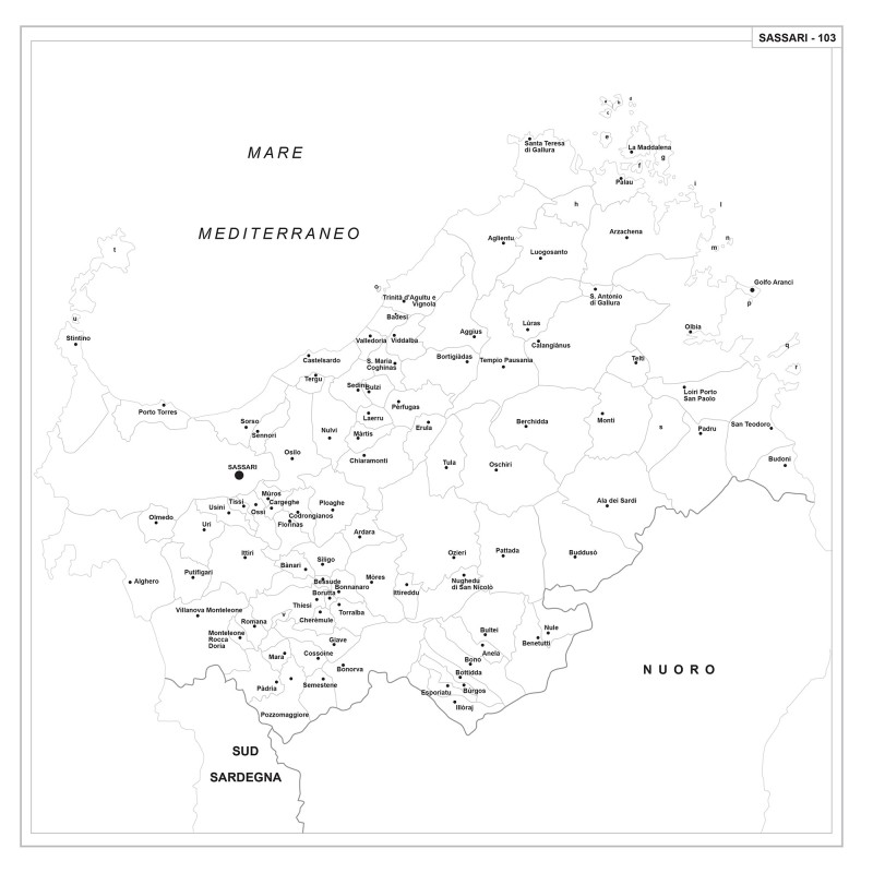 Carta della provincia di Sassari