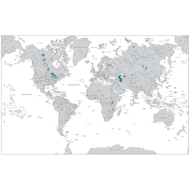 Political color map of the world cm 140 x 90