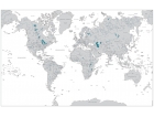 Mondo politico in grigio e blu, carta geografica a due colori