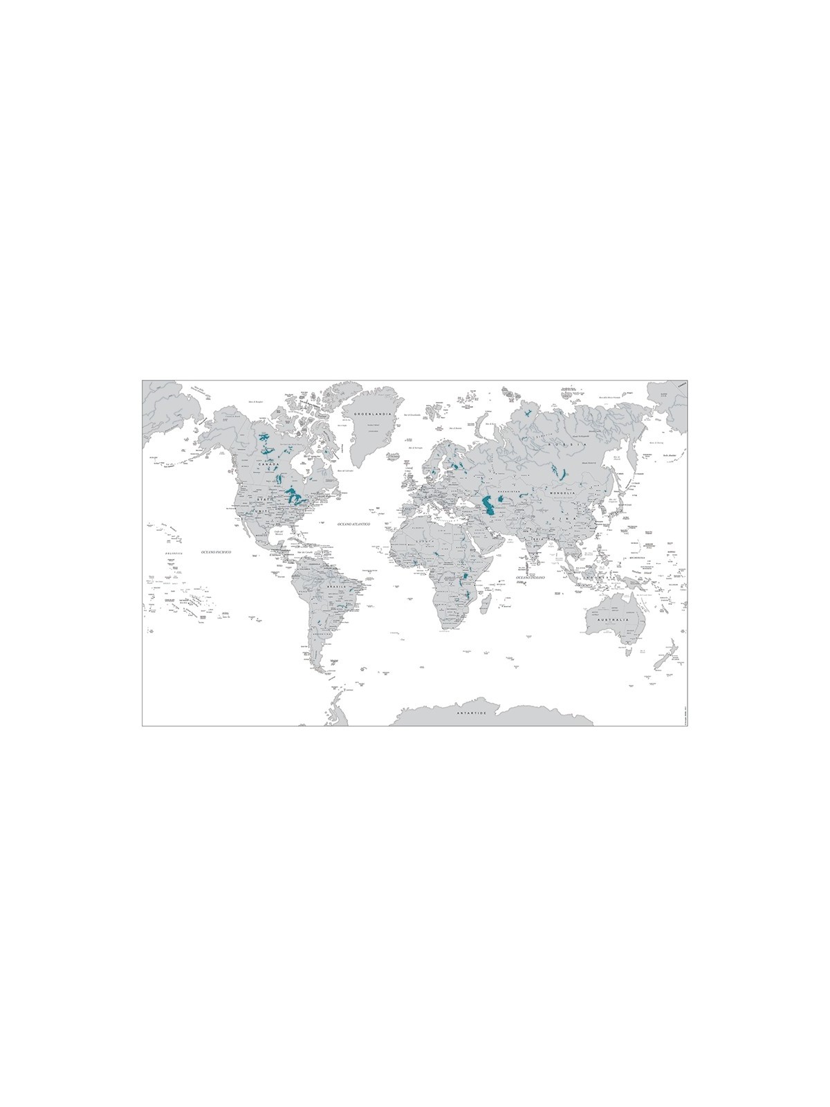 Political color map of the world cm 140 x 90