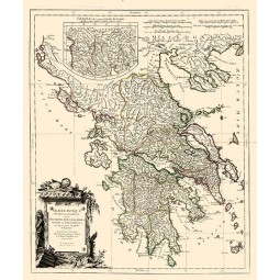 Carta geografica antica della Grecia Antica 1778