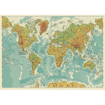 Carta geografica del mondo fisico a colori