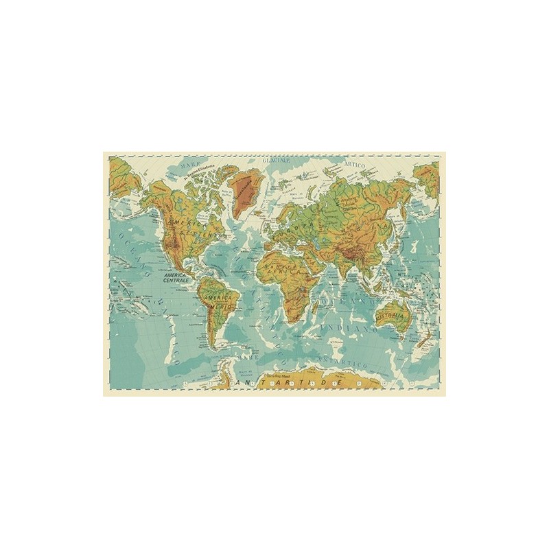 Carta geografica del mondo fisico a colori