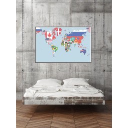 Political color map of the world cm 140 x 90