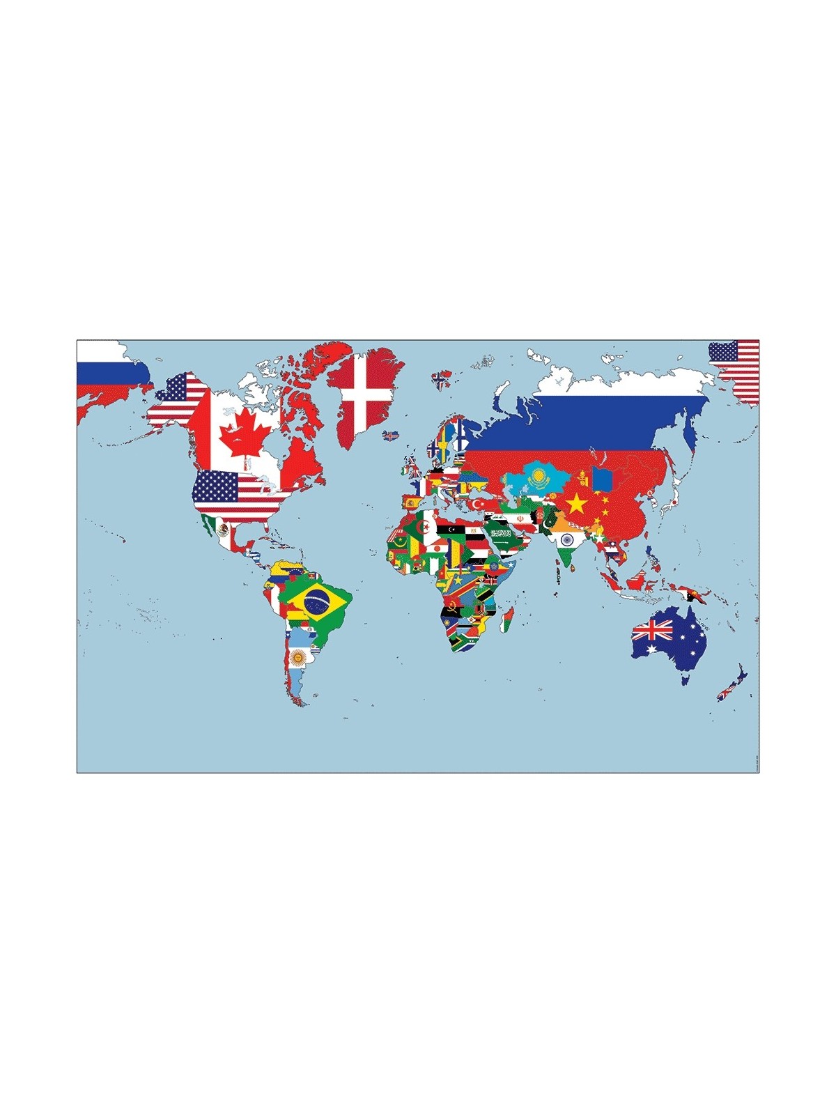 Political color map of the world cm 140 x 90