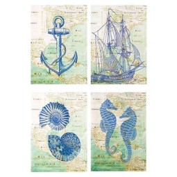 Carte marine fisiche con elementi simbolici legati al mare