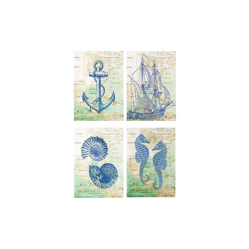 Carte marine fisiche con elementi simbolici legati al mare