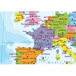 Political color map of the world cm 140 x 90