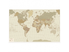 Mondo effetto antichizzato, carta geografica in color seppia