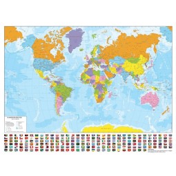 Political color map of the world cm 140 x 90
