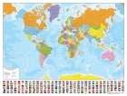Mondo politico con le bandiere, carta geografica a colori