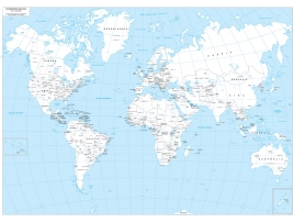 Administrative map of world in black and white cm 140 x 90