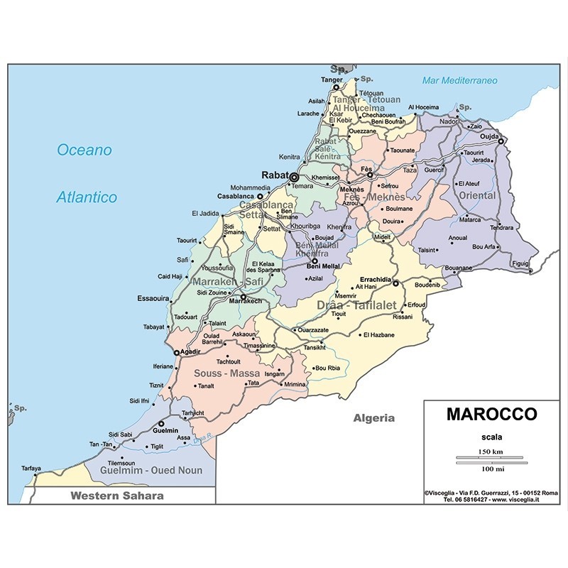 Marocco cm 100 x 80 Cartografica Visceglia