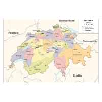 Svizzera - Carta geografica politica a colori