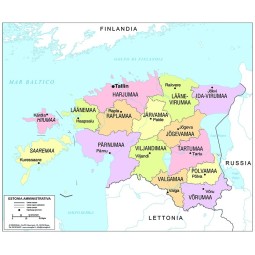 Estonia - Carta geografica politica a colori