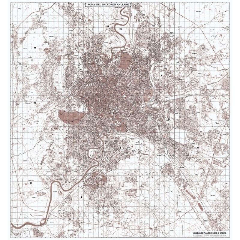 Carta geografica di Roma seppiata