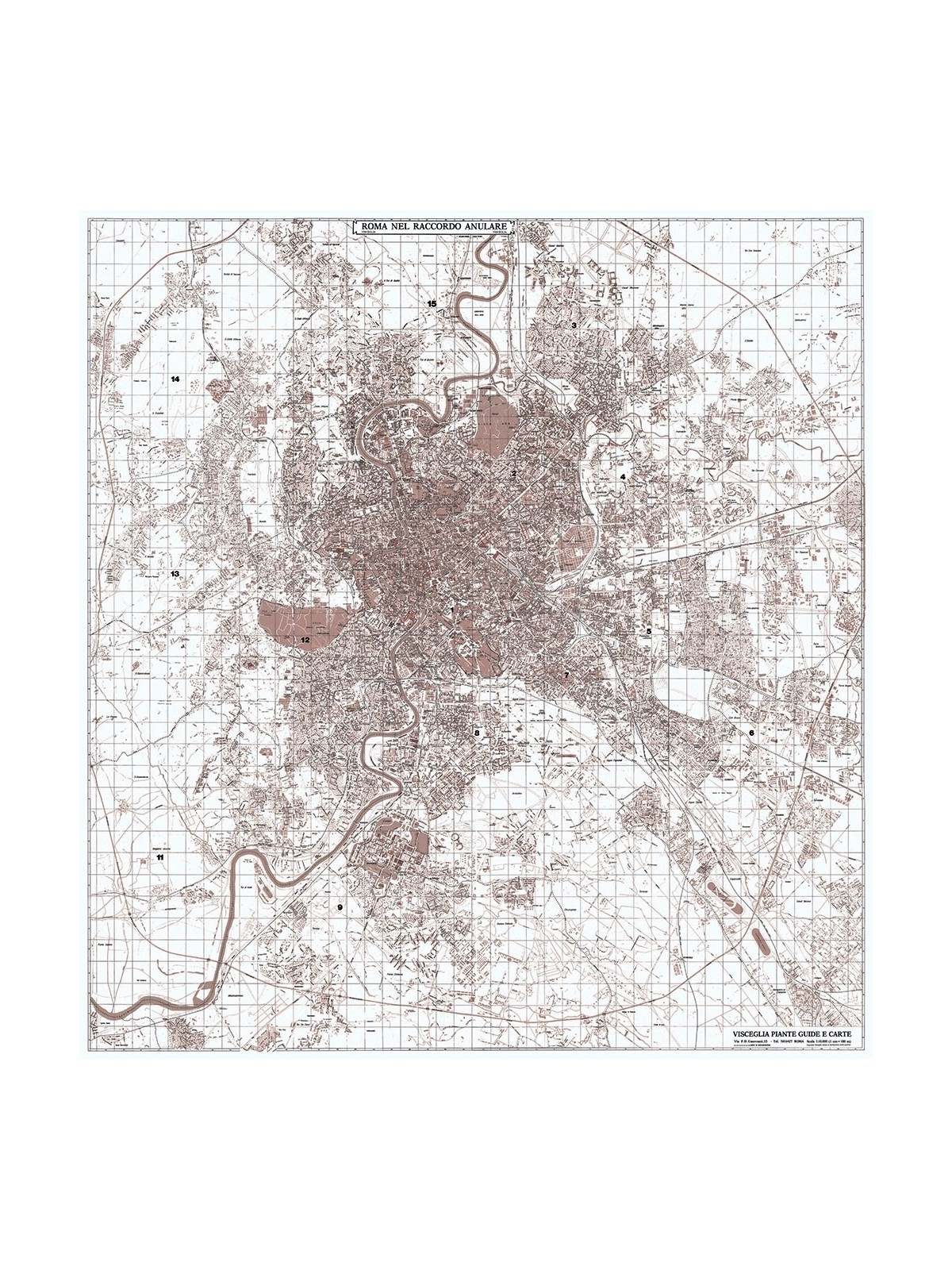 Carta geografica di Roma seppiata