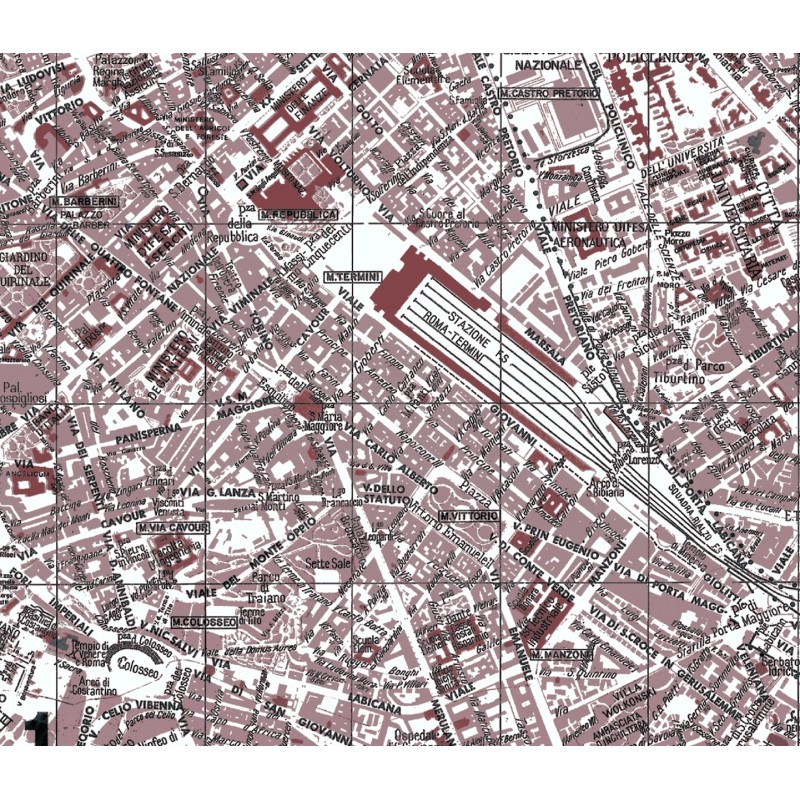 Carta geografica di Roma seppiata