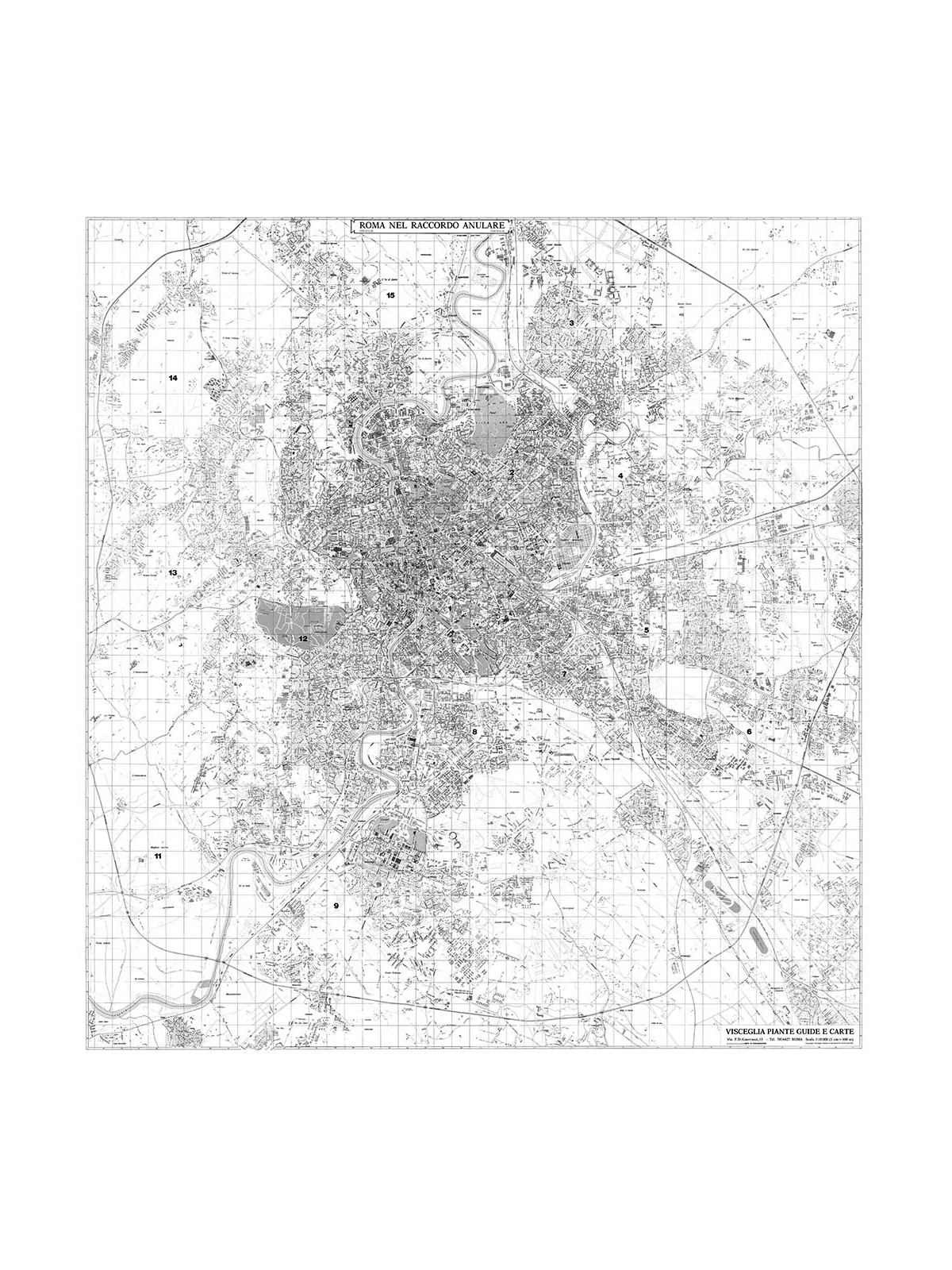 Carta geografica di Roma in bianco e nero
