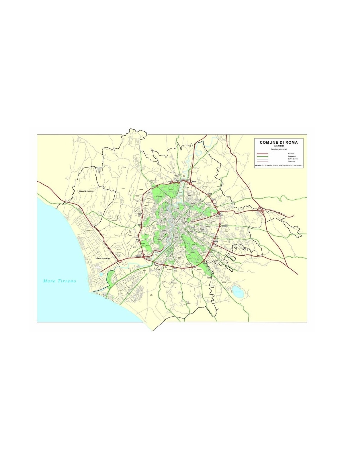 Mappa del Comune di Roma stradale